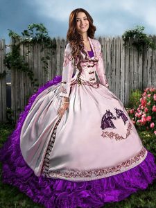 Noble Ball Gowns Quinceanera Dress Purple Sweetheart Satin Sleeveless Floor Length Lace Up