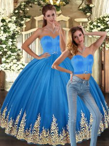 Sweetheart Sleeveless Lace Up Sweet 16 Dress Baby Blue Tulle