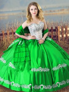 Sleeveless Floor Length Beading and Embroidery Lace Up Ball Gown Prom Dress with