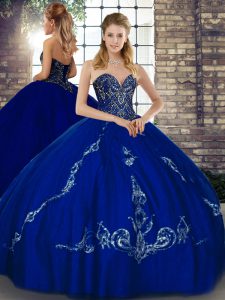 Stylish Sleeveless Lace Up Floor Length Beading and Embroidery Ball Gown Prom Dress