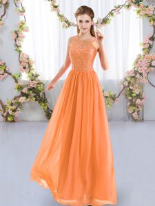 Sexy Empire Damas Dress Orange Scoop Chiffon Sleeveless Floor Length Zipper