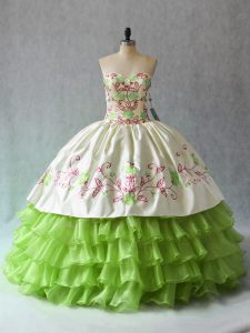 Pretty Ruffled Layers Sweet 16 Dress Green Lace Up Sleeveless Floor Length