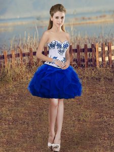 Flare Mini Length Ball Gowns Sleeveless Royal Blue Dress for Prom Lace Up