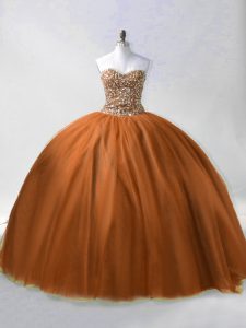 Tulle Sleeveless Floor Length Sweet 16 Dresses and Beading