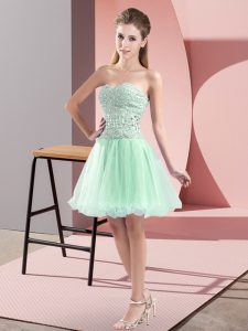 Admirable Apple Green Sweetheart Zipper Beading Evening Dress Sleeveless