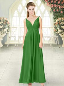 Ankle Length Empire Sleeveless Green Dress for Prom Backless