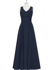 Romantic Black A-line V-neck Sleeveless Chiffon Floor Length Zipper Ruching Dress for Prom