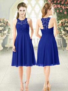Royal Blue Scoop Zipper Lace Homecoming Dress Sleeveless