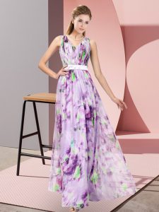 Printed Sleeveless Floor Length Prom Party Dress and Pattern