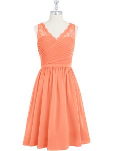 Custom Designed Mini Length A-line Sleeveless Orange Homecoming Dress Side Zipper