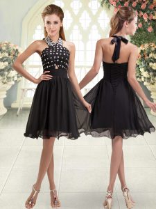 Black Sleeveless Chiffon Lace Up Homecoming Dress for Prom and Party