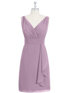 Customized V-neck Sleeveless Zipper Evening Dress Purple Chiffon
