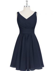 Elegant V-neck Sleeveless Chiffon Homecoming Dress Pleated Zipper