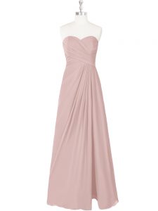 Ruching Pink Zipper Sleeveless Floor Length