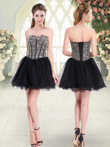 Charming Mini Length Black Prom Dresses Sweetheart Sleeveless Lace Up