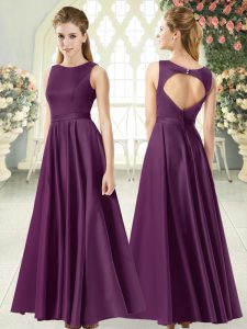 Artistic Satin Sleeveless Floor Length Prom Dress and Ruching