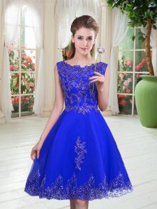 Spectacular Scoop Sleeveless Lace Up Prom Dresses Royal Blue Tulle