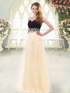 Fancy Floor Length Empire Sleeveless Champagne Prom Dress Zipper