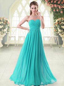 Fashionable Aqua Blue Sweetheart Neckline Beading Prom Dress Sleeveless Zipper