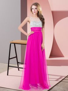 Sequins Prom Party Dress Fuchsia Side Zipper Sleeveless Floor Length