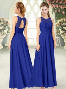 Royal Blue Sleeveless Chiffon Backless Prom Party Dress for Prom and Party