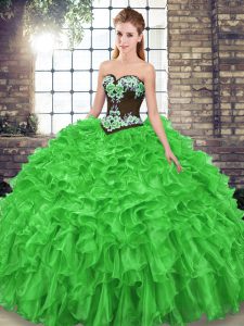 Edgy Sweetheart Sleeveless Sweep Train Lace Up Sweet 16 Quinceanera Dress Organza