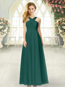 Glorious Peacock Green Sleeveless Chiffon Zipper Prom Dress for Prom and Party