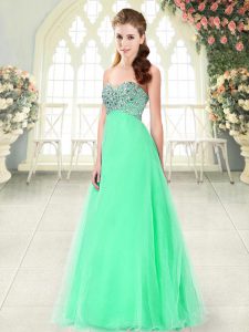 Shining Sleeveless Lace Up Floor Length Beading Prom Party Dress