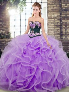 Lavender Quince Ball Gowns Sweetheart Sleeveless Sweep Train Lace Up