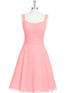 Modern Mini Length A-line Sleeveless Pink Evening Dress Zipper