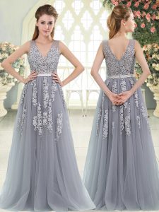 Tulle Sleeveless Floor Length and Appliques