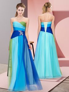 Romantic Beading Evening Dress Multi-color Lace Up Sleeveless Floor Length