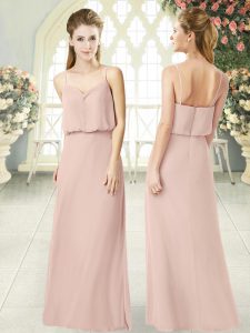 Cute Chiffon Sleeveless Floor Length Prom Dress and Ruching