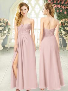 Pink Sweetheart Zipper Ruching Evening Dress Sleeveless