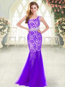 Hot Sale Sleeveless Zipper Floor Length Beading and Lace Evening Dress