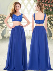 Most Popular Royal Blue Sleeveless Floor Length Beading and Lace Zipper Prom Dresses