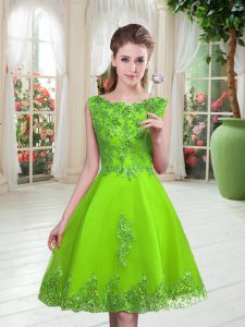 Great Lace Up Scoop Beading and Appliques Prom Dress Tulle Sleeveless