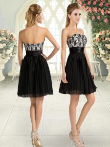 Black Sleeveless Mini Length Lace Zipper Dress for Prom