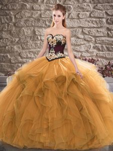 Hot Sale Floor Length Ball Gowns Sleeveless Orange Quinceanera Gown Lace Up
