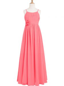 Floor Length Empire Sleeveless Watermelon Red Prom Party Dress Zipper