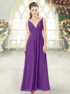 Attractive Sleeveless Ruching Zipper Prom Evening Gown