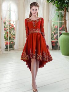 High End Long Sleeves Embroidery Lace Up Prom Dresses