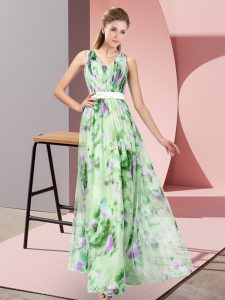 Glamorous Multi-color Sleeveless Floor Length Pattern Zipper Dress for Prom