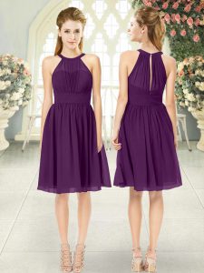 Sweet Knee Length Empire Sleeveless Purple Dress for Prom Zipper