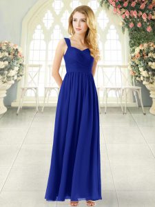 Top Selling Chiffon Straps Sleeveless Zipper Ruching Homecoming Dress in Royal Blue