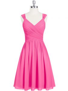 Delicate Pink Sleeveless Chiffon Zipper Prom Dress for Prom and Party