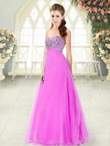 Pink Homecoming Dress Prom and Party with Beading Sweetheart Sleeveless Lace Up