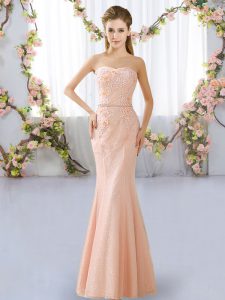 Glorious Peach Sweetheart Neckline Beading Quinceanera Dama Dress Sleeveless Lace Up