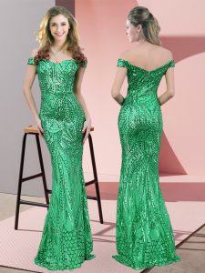 Custom Made Floor Length Mermaid Sleeveless Green Prom Dress Zipper