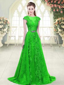 Extravagant Green Cap Sleeves Beading and Lace and Pick Ups Homecoming Dress